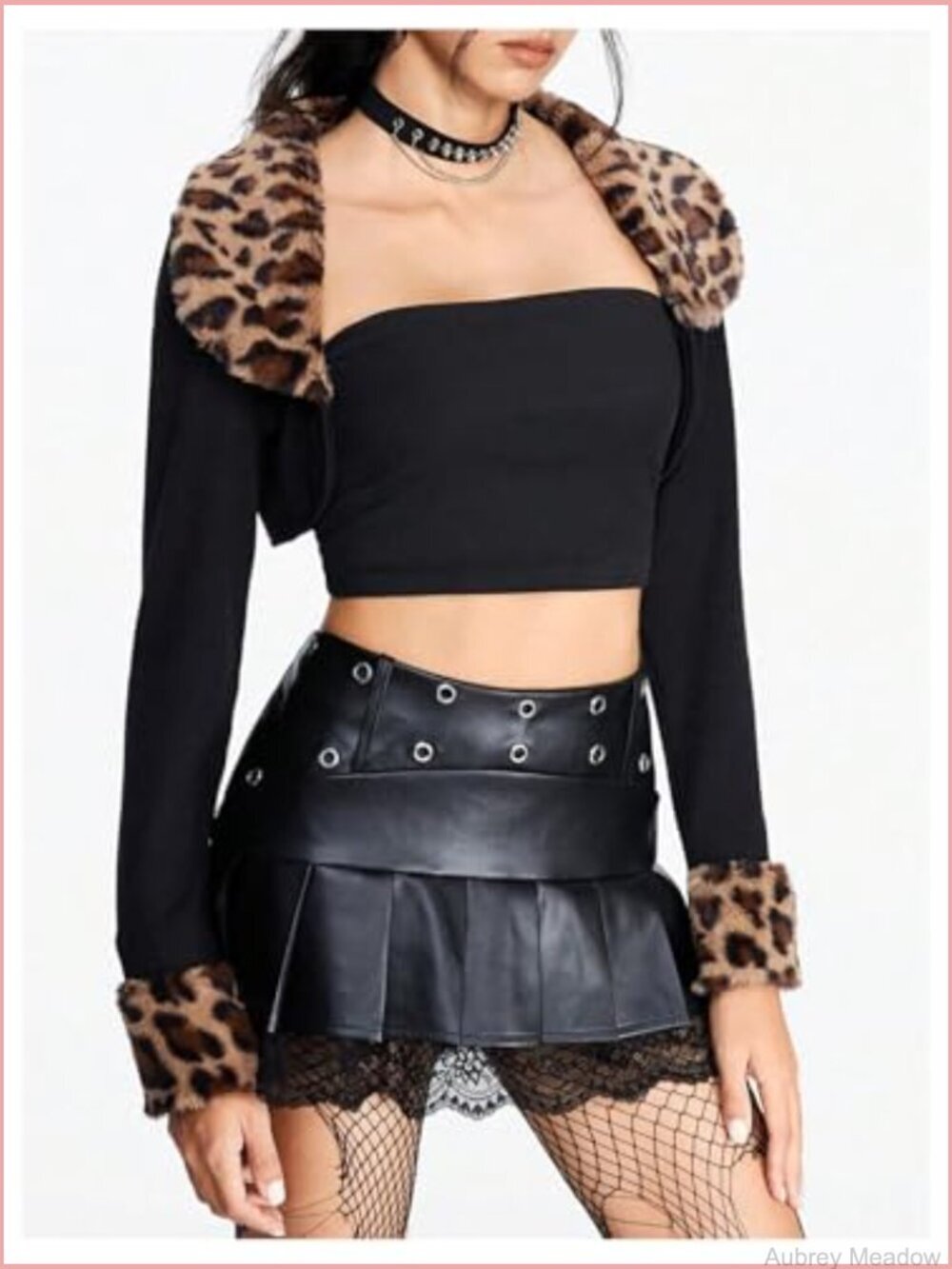Fuzzy Cheetah Print Shrug Cardigan Long Sleeve Crop Top Open Front Y2K - Picture 3 of 6